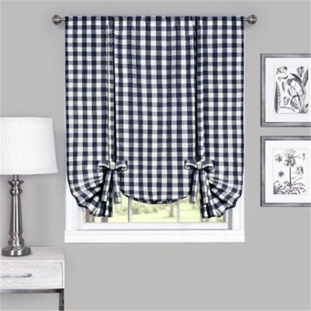 EYECATCHER 42 x 63 in. Buffalo Check Window Curtain Tie Up Shade, Navy EY2511629